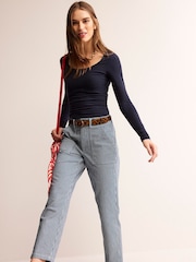 Boden Blue Double Layer Scoop Neck Long Sleeve T-Shirt - Image 3 of 5