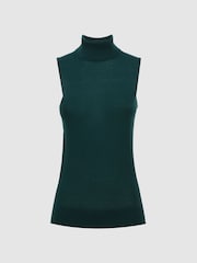 Reiss Dark Teal Edna Merino Wool Sleeveless Roll Neck Top - Image 2 of 5