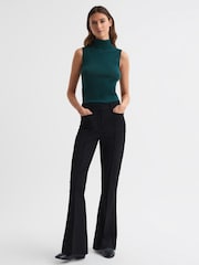 Reiss Dark Teal Edna Merino Wool Sleeveless Roll Neck Top - Image 3 of 5