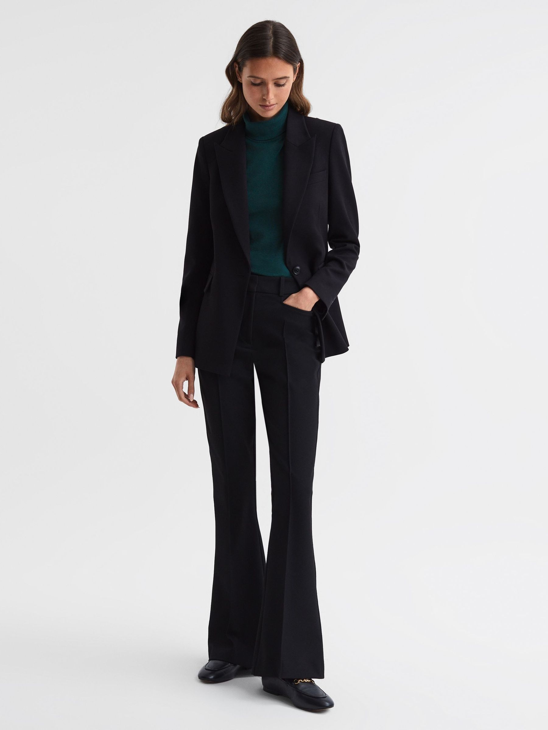 Buy Reiss Dark Teal Edna Merino Wool Sleeveless Roll Neck Top from Next Luxembourg