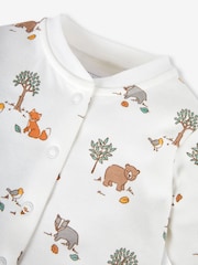 JoJo Maman Bébé Cream Woodland Print Cotton Baby Sleepsuit - Image 2 of 2