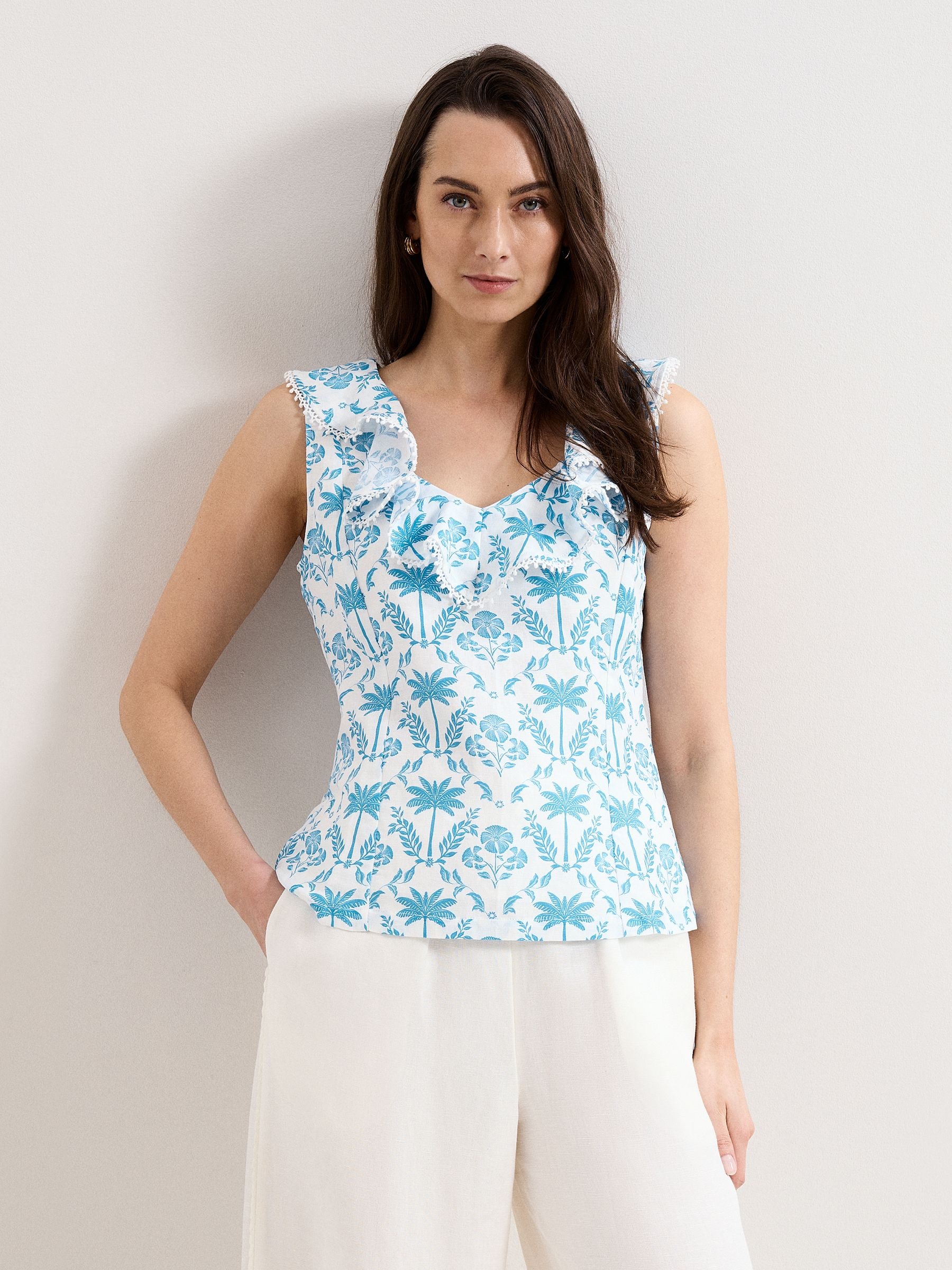 Phase Eight Women's Blue Rhona Linen Top