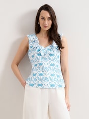 Phase Eight Blue Rhona Linen Top - Image 1 of 5