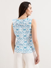 Phase Eight Blue Rhona Linen Top - Image 2 of 5