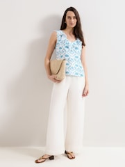 Phase Eight Blue Rhona Linen Top - Image 4 of 5