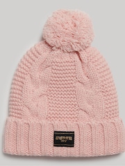rožnata - Superdry progasto pletena kapa s cofom - Slika 1 iz 2