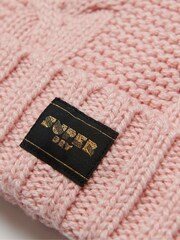 rožnata - Superdry progasto pletena kapa s cofom - Slika 2 iz 2