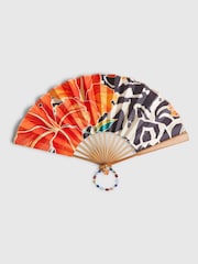 River Island Orange Del Maar Floral Handheld Fan - Image 2 of 3
