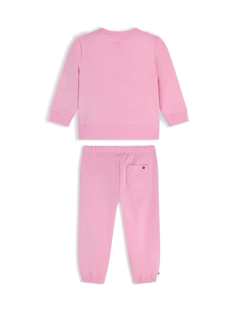 Tommy Hilfiger Pink Rope Logo Sweatshirt And Joggers Set - Image 2 of 3 Tommy Hilfiger Pink Rope Logo Sweatshirt And Joggers Set - Image 2 of 3
