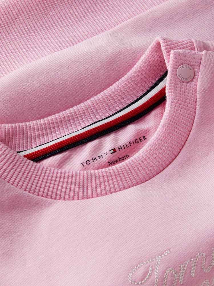 Tommy Hilfiger Pink Rope Logo Sweatshirt And Joggers Set - Image 3 of 3 Tommy Hilfiger Pink Rope Logo Sweatshirt And Joggers Set - Image 3 of 3