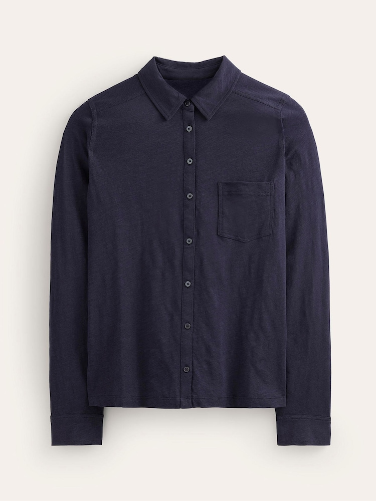 Boden Blue Amelia Jersey 100% Cotton Shirt - Image 5 of 5