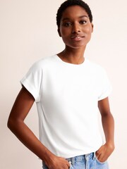 Boden White Turnback Cuff Crew T-Shirt - Image 1 of 5