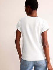 Boden White Turnback Cuff Crew T-Shirt - Image 2 of 5