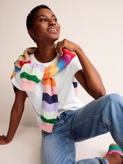 Boden White Turnback Cuff Crew T-Shirt - Image 3 of 5