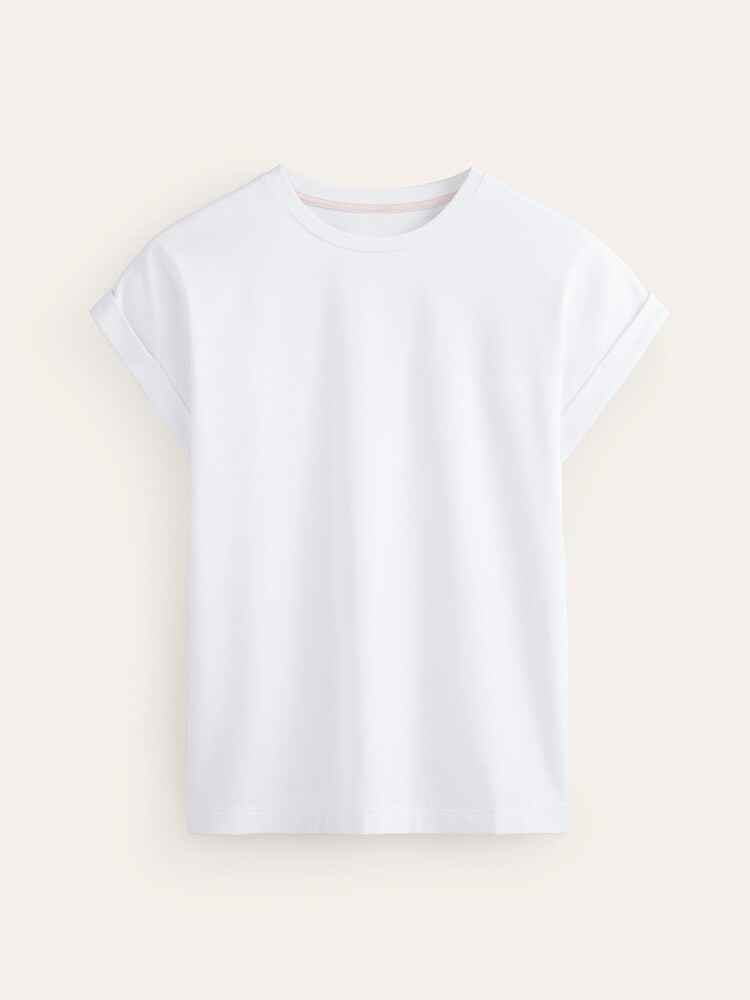 Boden White Turnback Cuff Crew T-Shirt - Image 5 of 5