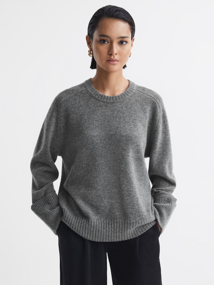 Reiss Charcoal Laura Wool-Cashmere Casual Fit Jumper - Image 6 of 6