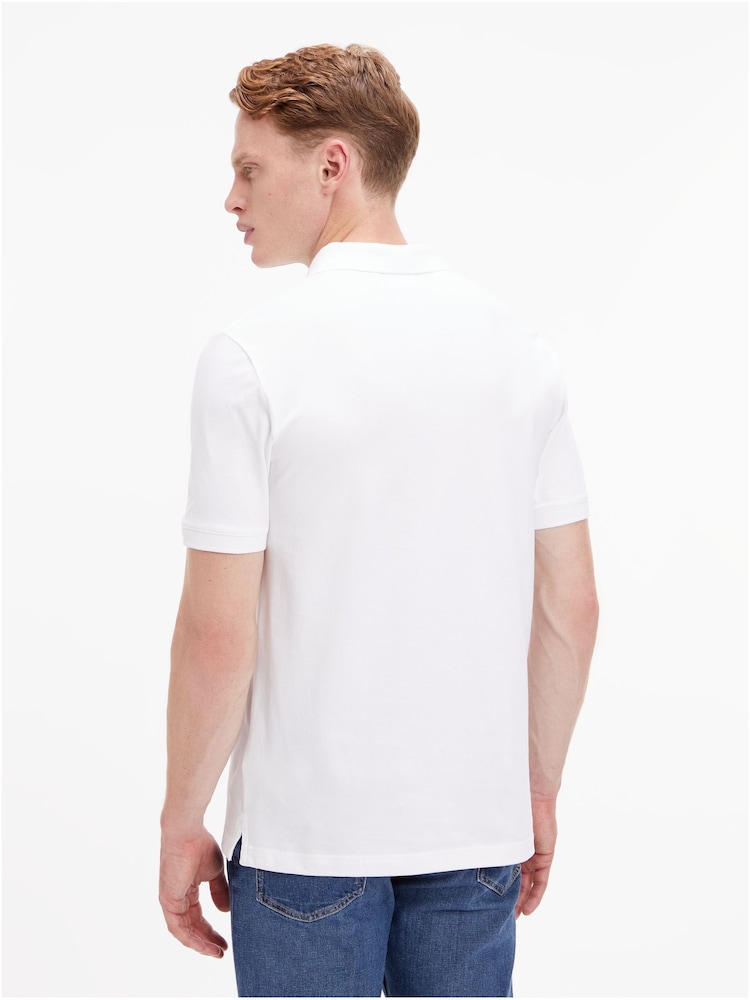 Calvin Klein White Slim Stretch Pique Polo Shirt - Image 2 of 6