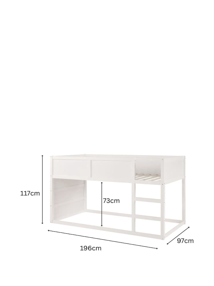Aspire Furniture White Hideout Reversible Midsleeper Wooden Children's Bed Frame with Memory Foam Mattress - Image 7 of 7