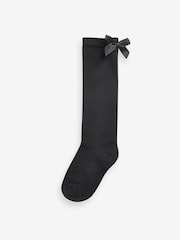 Black 2 Pack Cotton Rich Bow Knee High Socks - Image 1 of 4