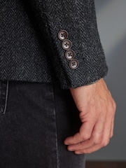 Charcoal Grey Signature Harris Tweed British Wool Blazer - Image 6 of 9