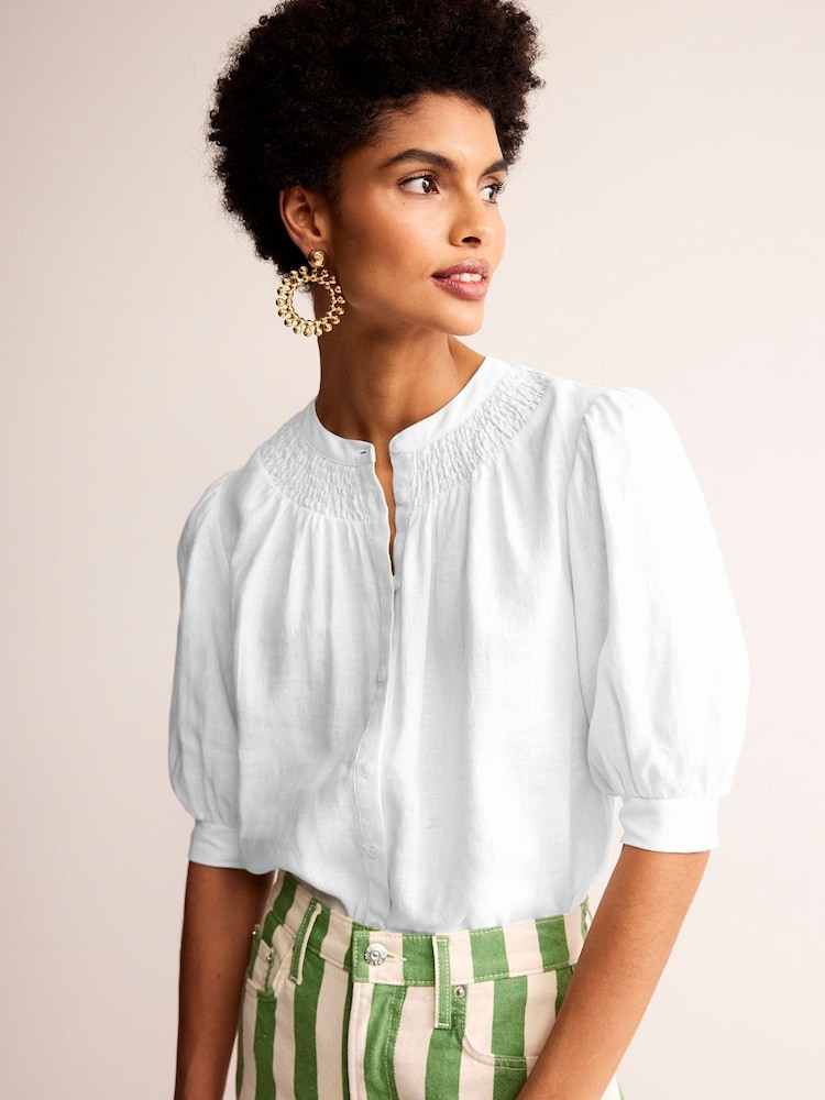 Boden White Ada 100% Linen Top - Image 1 of 6