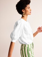 Boden White Ada 100% Linen Top - Image 4 of 6