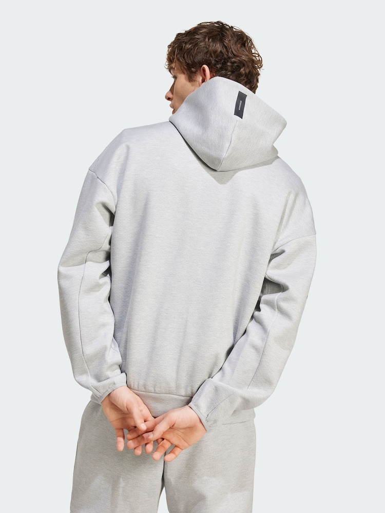 adidas Grey Full Zip Hooded Track Jacket - Image 2 of 5 adidas Grey Full Zip Hooded Track Jacket - Image 2 of 5
