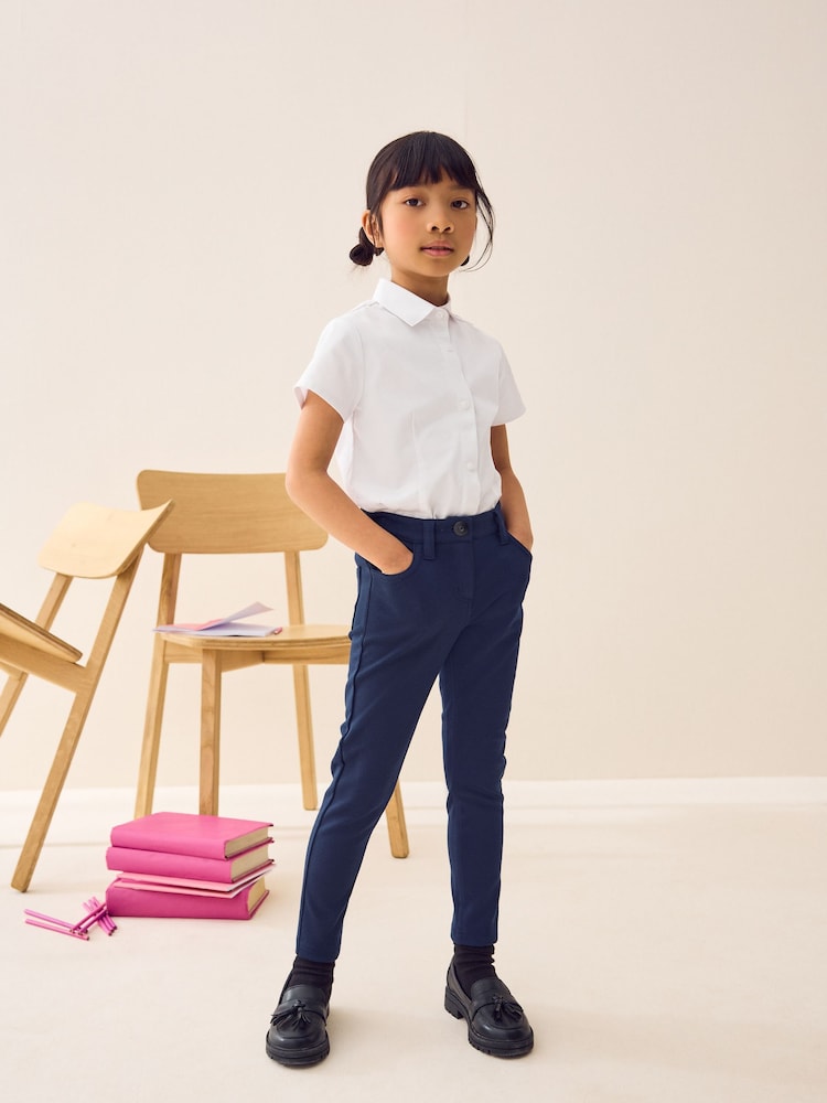 Navy Regular Length Jersey Stretch Skinny School Trousers (3-18yrs) - Image 2 of 7