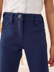 Navy Regular Length Jersey Stretch Skinny School Trousers (3-18yrs) - Image 4 of 7