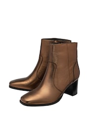 Ravel Brown Leather Heeled Ankle Boots - Image 2 of 4