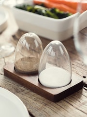 Artisan Street Clear Unfilled Glass Salt And Pepper Shakers In A Wooden Base - Image 2 of 4