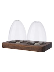 Artisan Street Clear Unfilled Glass Salt And Pepper Shakers In A Wooden Base - Image 3 of 4