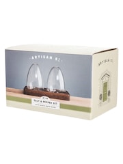 Artisan Street Clear Unfilled Glass Salt And Pepper Shakers In A Wooden Base - Image 4 of 4