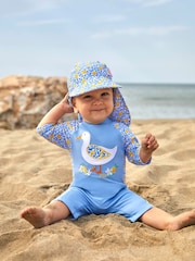 Синий с принтом лимонов - Шапка с защитой от солнца JoJo Maman UPF 50 - Image 1 of 5