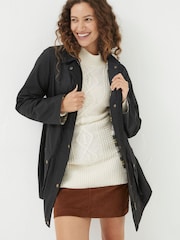 FatFace Black Hampshire Wax Swing Coat - Image 1 of 1