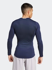 adidas Blue Techfit Compression Training Long Sleeve Top - Image 3 of 7