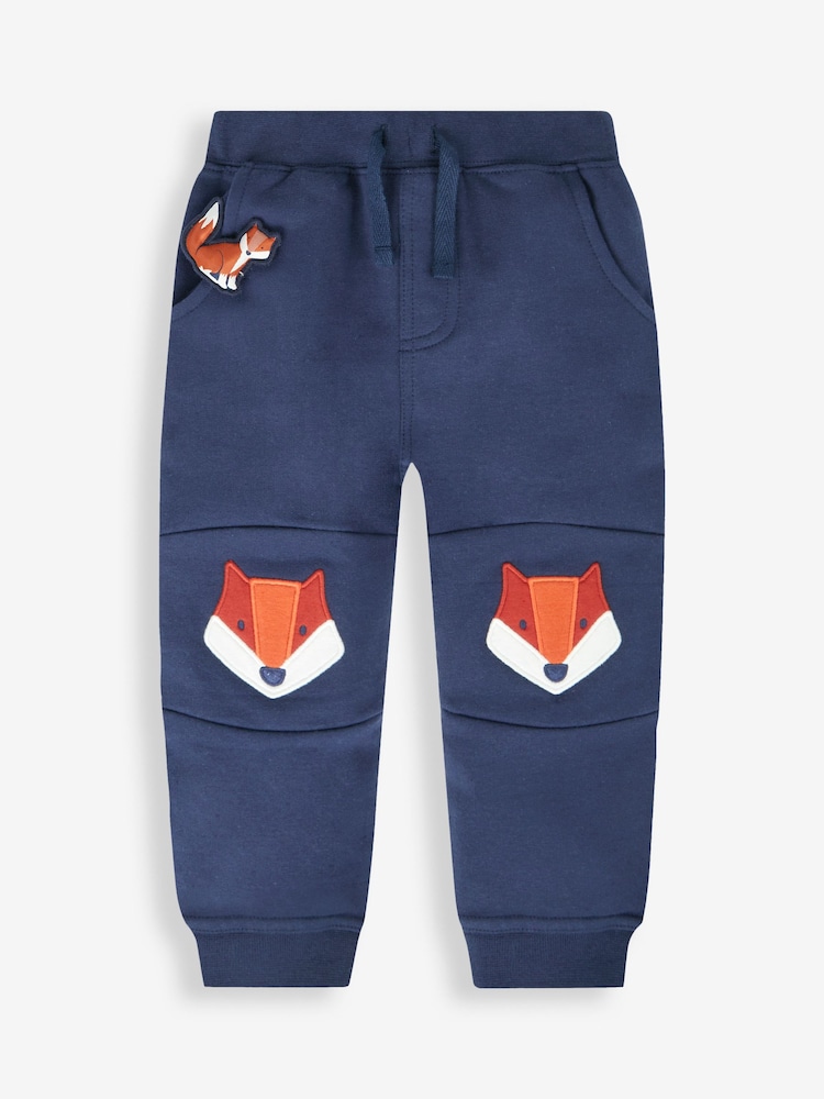 Bleu marine renard - JoJo Maman Bébé Appliqué Knee Pet in Pocket Joggers - Image 1 of 3