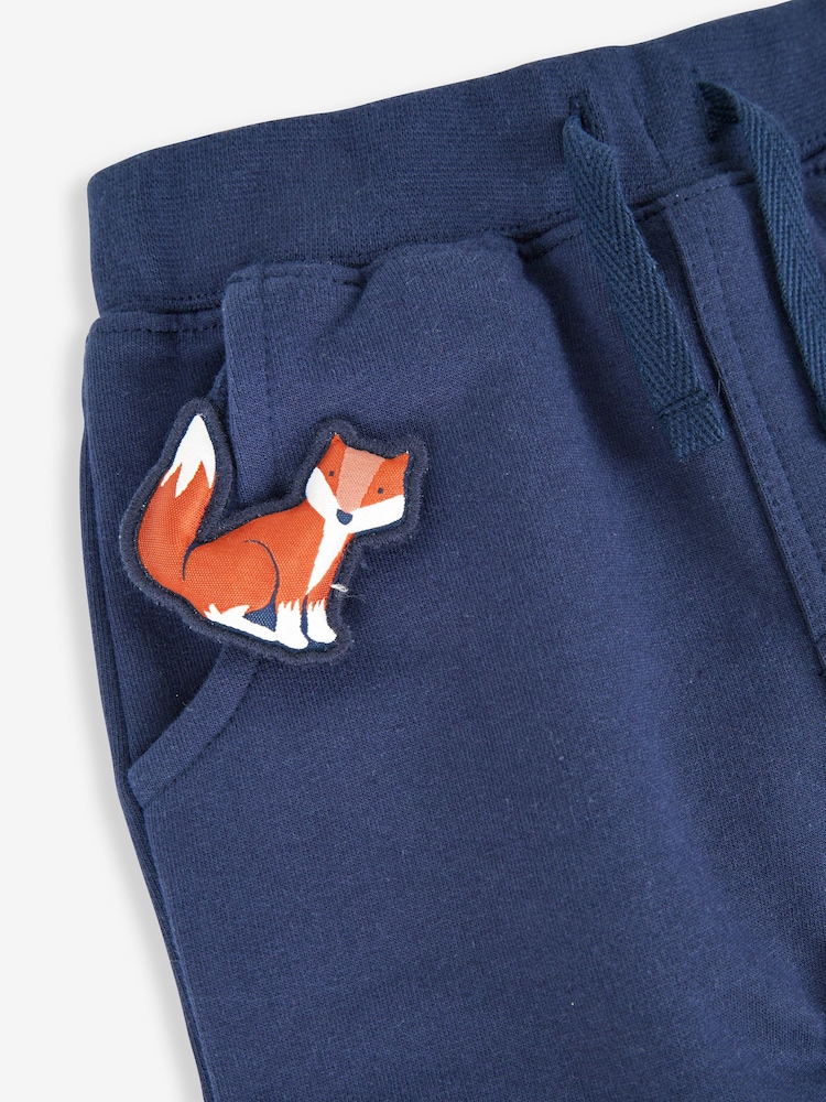 Bleu marine renard - JoJo Maman Bébé Appliqué Knee Pet in Pocket Joggers - Image 2 of 3
