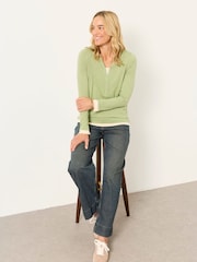 FatFace Mia Light Green Henley Top - Image 3 of 5