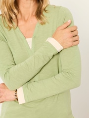 FatFace Mia Light Green Henley Top - Image 4 of 5