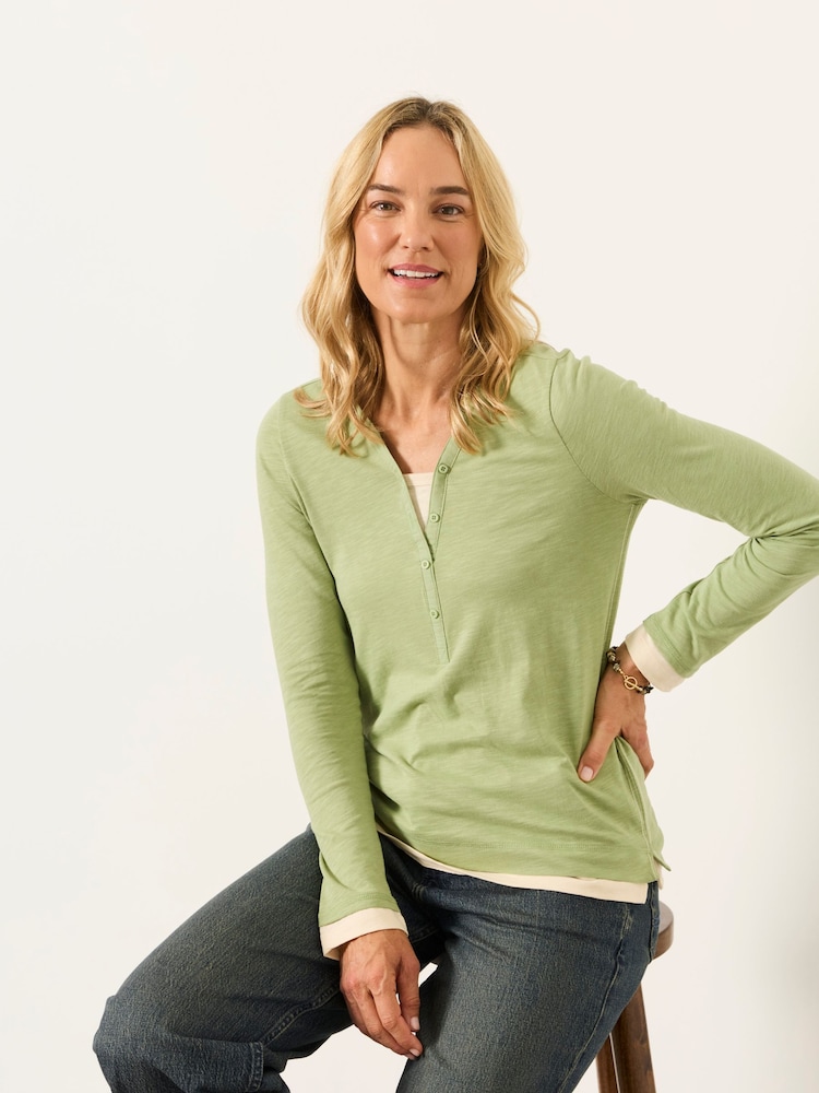 FatFace Mia Light Green Henley Top - Image 5 of 5