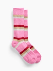 Gap Pink & Red Stripe CashSoft Crew Socks - Image 1 of 2