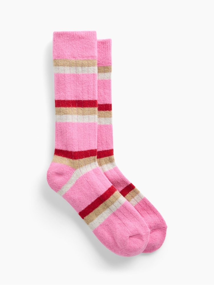 Gap Pink & Red Stripe CashSoft Crew Socks - Image 1 of 2 Gap Pink & Red Stripe CashSoft Crew Socks - Image 1 of 2