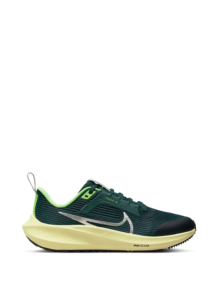 Nike Green Air Zoom Pegasus 40 Youth Running Trainers - Image 1 of 10