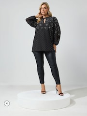 Yours Curve Diamante Keyhole Blouse - 2 paveikslėlis iš 6