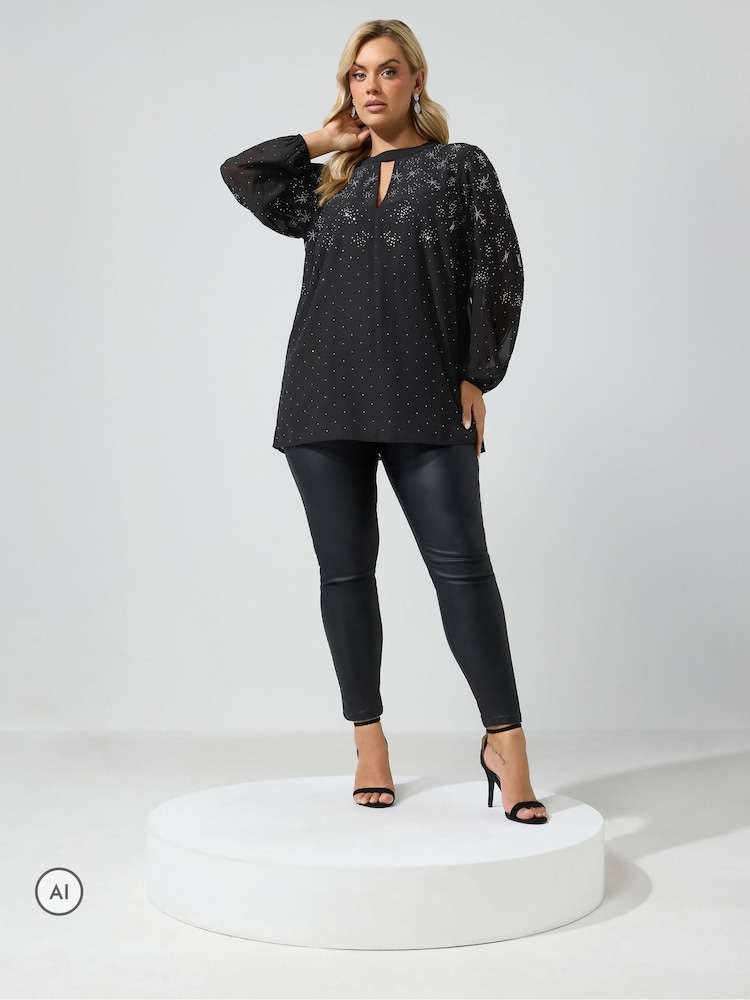 Yours Curve Diamante Keyhole Blouse - 2 paveikslėlis iš 6