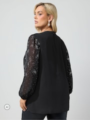 Yours Curve Diamante Keyhole Blouse - 3 paveikslėlis iš 6
