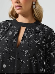 Yours Curve Diamante Keyhole Blouse - 4 paveikslėlis iš 6