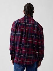 Gap Burgundy Red & Navy Check Relaxed Flannel Shirt - Image 2 of 4
