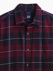 Gap Burgundy Red & Navy Check Relaxed Flannel Shirt - Image 4 of 4